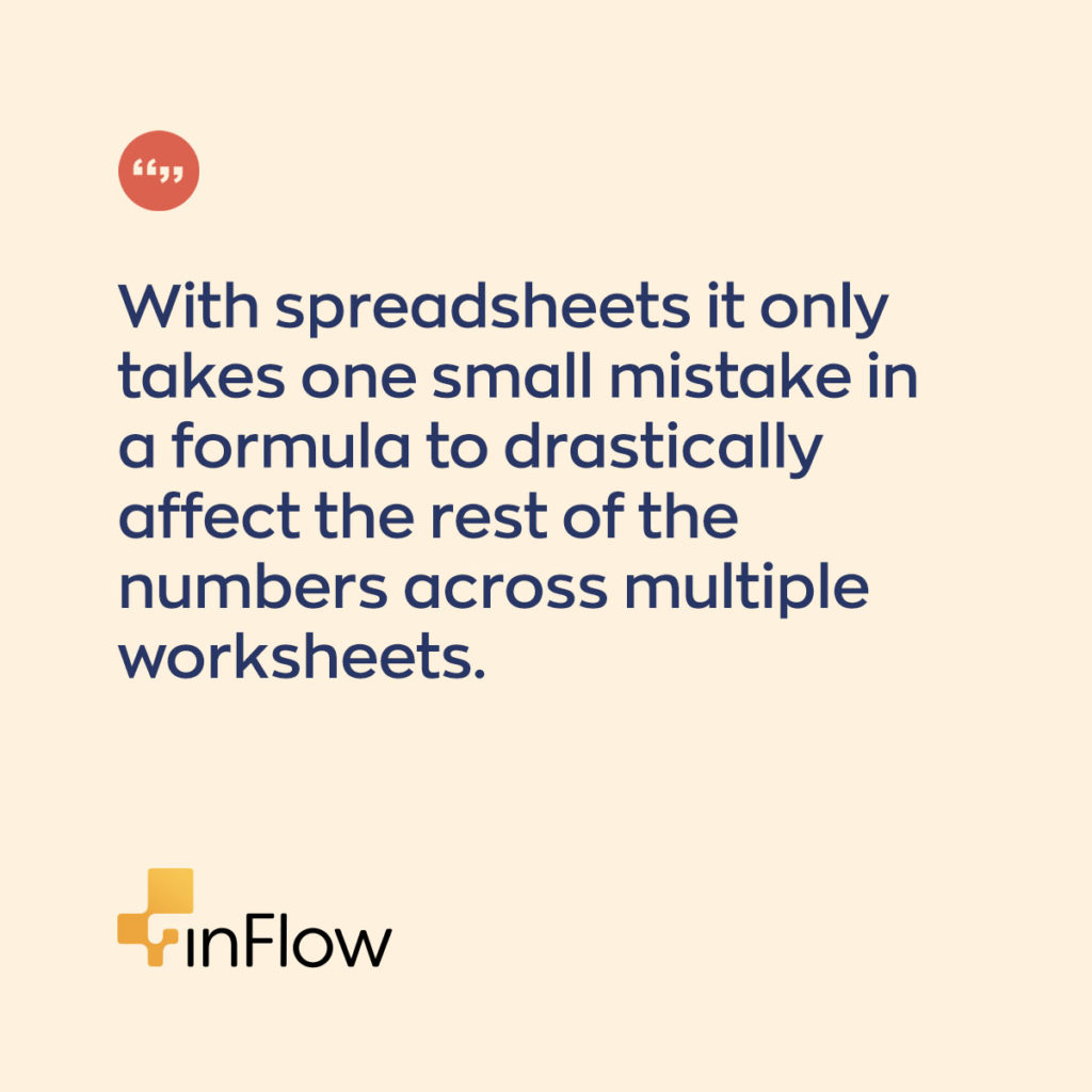 With spreadsheets it only takes one small mistake in a formula to drastically affect the rest of the numbers across multiple worksheets.